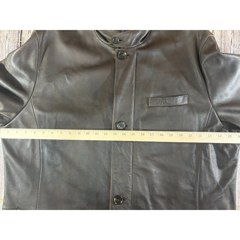 Brooks Brothers Heavy 3/4 lenght Leather Sport Coat Jacket Sz 2XL color Brown - Picture 10 of 11